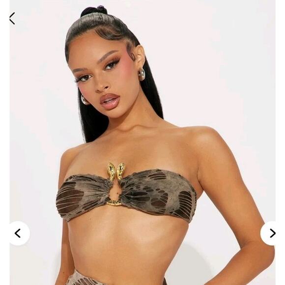 Womans Fashion Nova Out Of This World Tube Top Bandeau Top Camo Jungle XXL - Picture 1 of 7